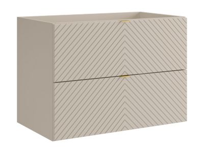 Meuble sous vasque suspendu en chevrons - Coloris beige - 80 cm - DORIONI