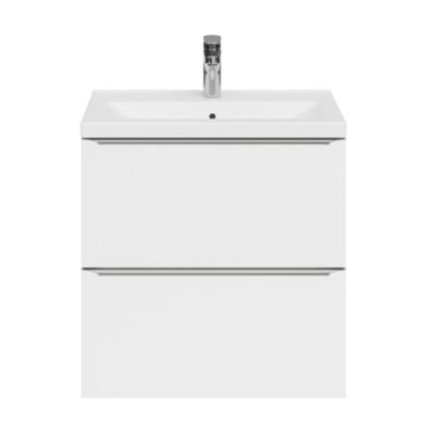Meuble sous vasque suspendu faible profondeur blanc brillant l.60 x H.60 x P.36 cm, GoodHome Imandra
