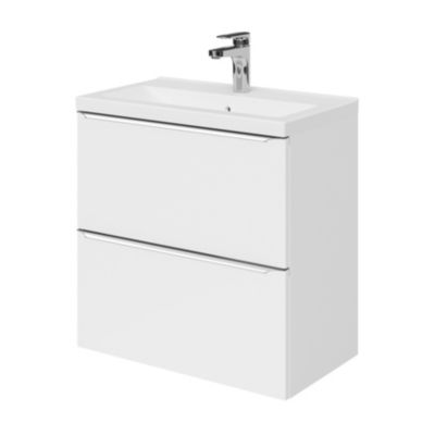 Meuble sous vasque suspendu faible profondeur blanc brillant l.60 x H.60 x P.36 cm, GoodHome Imandra