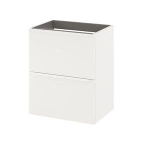 Meuble sous vasque suspendu faible profondeur blanc mat l.50 x H.60 x P.36 cm, GoodHome Imandra