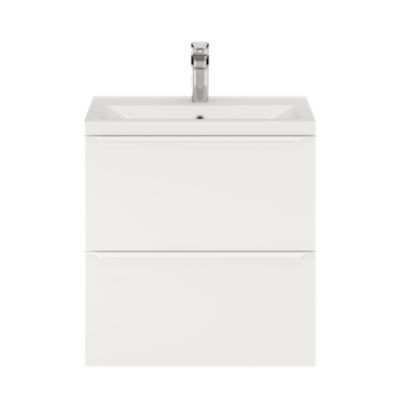 Meuble sous vasque suspendu faible profondeur blanc mat l.60 x H.60 x P.36 cm, GoodHome Imandra