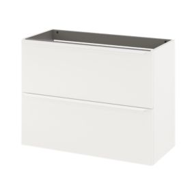 Meuble sous vasque suspendu faible profondeur blanc mat l.80 x H.60 x P.36 cm, GoodHome Imandra