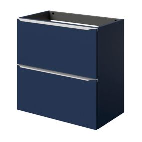 Meuble sous vasque suspendu faible profondeur bleu nuit mat l.60 x H.60 x P.36 cm, GoodHome Imandra