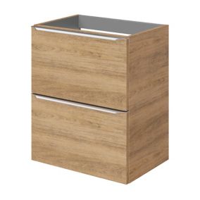 Meuble sous vasque suspendu faible profondeur effet chêne l.50 x H.60 x P.36 cm, GoodHome Imandra