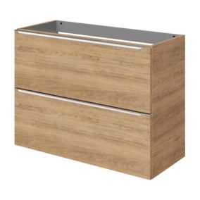 Meuble sous vasque suspendu faible profondeur effet chêne l.80 x H.60 x P.36 cm, GoodHome Imandra