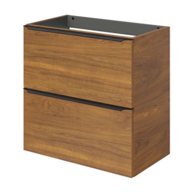 Meuble sous vasque suspendu faible profondeur effet noyer l.60 x H.60 x P.36 cm, GoodHome Imandra