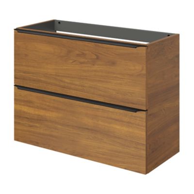 Meuble sous vasque suspendu faible profondeur effet noyer l.80 x H.60 x P.36 cm, GoodHome Imandra