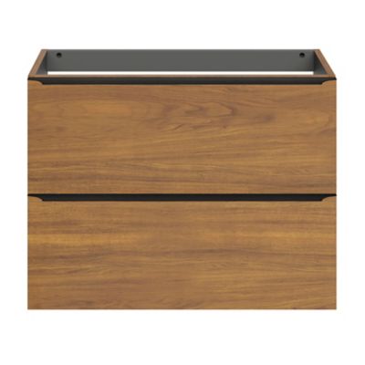 Meuble sous vasque suspendu faible profondeur effet noyer l.80 x H.60 x P.36 cm, GoodHome Imandra