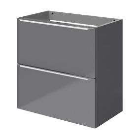Meuble sous vasque suspendu faible profondeur gris brillant l.60 x H.60 x P.36 cm, GoodHome Imandra