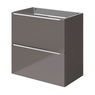 Meuble sous vasque suspendu faible profondeur gris taupe brillant l.60 x H.60 x P.36 cm, GoodHome Imandra