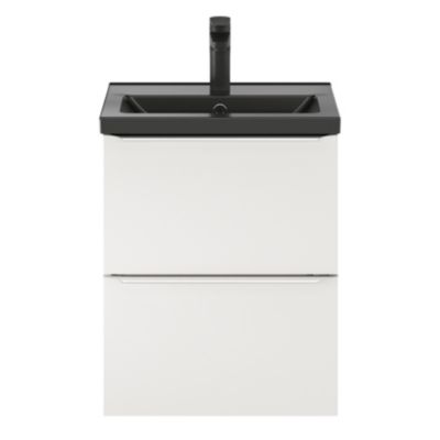 Meuble sous vasque suspendu faible profondeur l.50 x H.60 x P.36 cm, blanc brillant, GoodHome Imandra