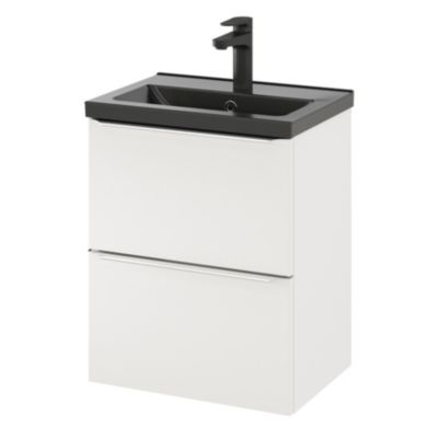 Meuble sous vasque suspendu faible profondeur l.50 x H.60 x P.36 cm, blanc brillant, GoodHome Imandra