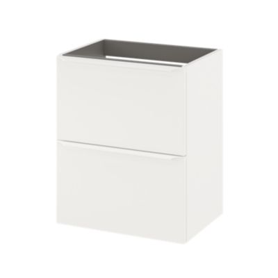 Meuble sous vasque suspendu faible profondeur l.50 x H.60 x P.36 cm, blanc mat, GoodHome Imandra