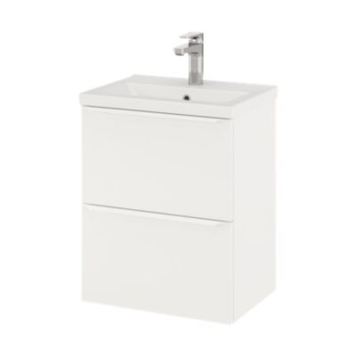 Meuble sous vasque suspendu faible profondeur l.50 x H.60 x P.36 cm, blanc mat, GoodHome Imandra
