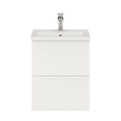 Meuble sous vasque suspendu faible profondeur l.50 x H.60 x P.36 cm, blanc mat, GoodHome Imandra