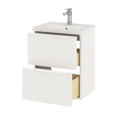 Meuble sous vasque suspendu faible profondeur l.50 x H.60 x P.36 cm, blanc mat, GoodHome Imandra