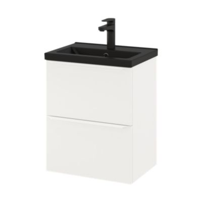 Meuble sous vasque suspendu faible profondeur l.50 x H.60 x P.36 cm, blanc mat, GoodHome Imandra