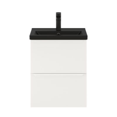 Meuble sous vasque suspendu faible profondeur l.50 x H.60 x P.36 cm, blanc mat, GoodHome Imandra