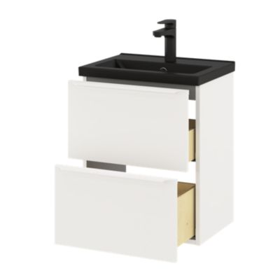 Meuble sous vasque suspendu faible profondeur l.50 x H.60 x P.36 cm, blanc mat, GoodHome Imandra