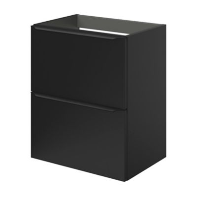 Meuble sous vasque suspendu faible profondeur l.50 x H.60 x P.36 cm, noir mat, GoodHome Imandra
