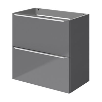 Meuble sous vasque suspendu faible profondeur l.60 x H.60 x P.36 cm, gris brillant, GoodHome Imandra