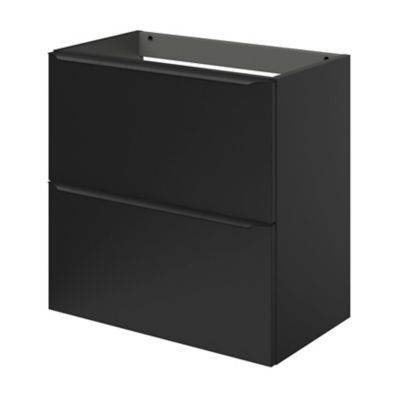 Meuble sous vasque suspendu faible profondeur l.60 x H.60 x P.36 cm, noir mat, GoodHome Imandra