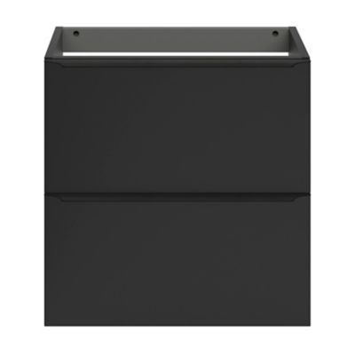 Meuble sous vasque suspendu faible profondeur l.60 x H.60 x P.36 cm, noir mat, GoodHome Imandra