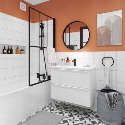 Meuble sous vasque suspendu faible profondeur l.80 x H.60 x P.36 cm, blanc mat, GoodHome Imandra