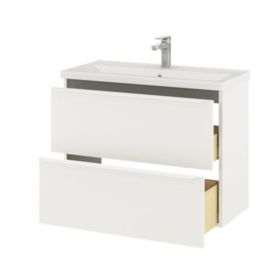 Meuble sous vasque suspendu faible profondeur l.80 x H.60 x P.36 cm, blanc mat, GoodHome Imandra