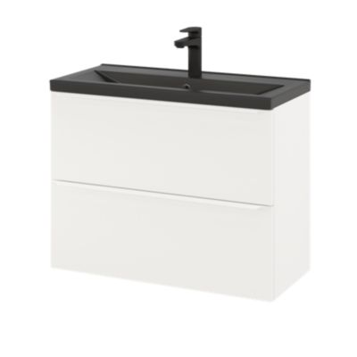 Meuble sous vasque suspendu faible profondeur l.80 x H.60 x P.36 cm, blanc mat, GoodHome Imandra