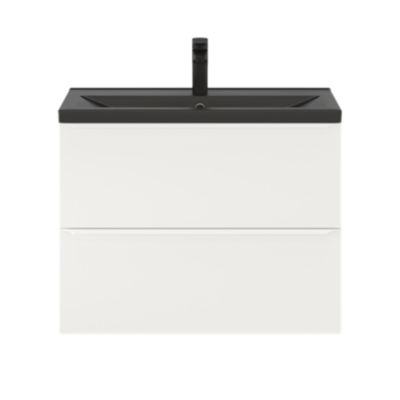 Meuble sous vasque suspendu faible profondeur l.80 x H.60 x P.36 cm, blanc mat, GoodHome Imandra