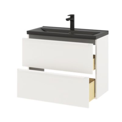 Meuble sous vasque suspendu faible profondeur l.80 x H.60 x P.36 cm, blanc mat, GoodHome Imandra