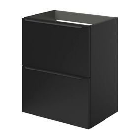 Meuble sous vasque suspendu faible profondeur noir mat l.50 x H.60 x P.36 cm, GoodHome Imandra