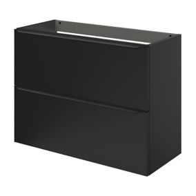 Meuble sous vasque suspendu faible profondeur noir mat l.80 x H.60 x P.36 cm, GoodHome Imandra