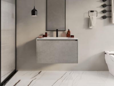 Meuble sous vasque suspendu gris béton - 80 cm - SOSTHENE