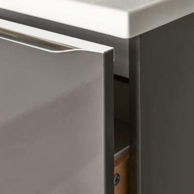 Meuble sous vasque suspendu gris taupe brillant l.60 x H.60 x P.45 cm, GoodHome Imandra