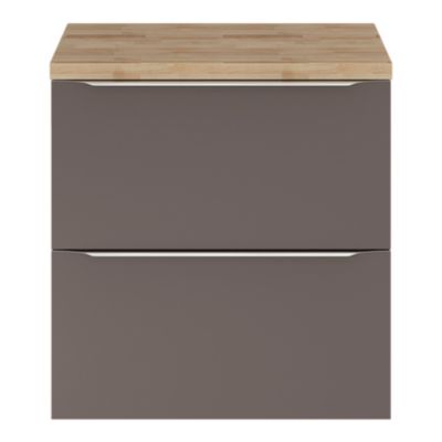 Meuble sous vasque suspendu gris taupe brillant l.60 x H.60 x P.45 cm, GoodHome Imandra