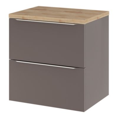 Meuble sous vasque suspendu gris taupe brillant l.60 x H.60 x P.45 cm, GoodHome Imandra