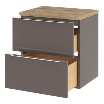 Meuble sous vasque suspendu gris taupe brillant l.60 x H.60 x P.45 cm, GoodHome Imandra