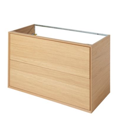 Meuble sous vasque suspendu l.100 cm placage chêne, GoodHome Avela