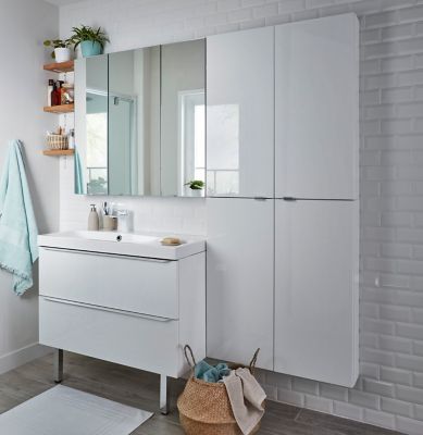 Meuble sous vasque suspendu l.100 x H.60 x P.45 cm, blanc brillant, GoodHome Imandra