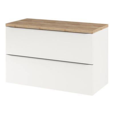Meuble sous vasque suspendu l.100 x H.60 x P.45 cm, blanc brillant, GoodHome Imandra