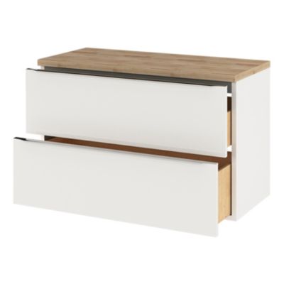 Meuble sous vasque suspendu l.100 x H.60 x P.45 cm, blanc brillant, GoodHome Imandra