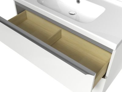 Meuble sous vasque suspendu l.100 x H.60 x P.45 cm, blanc brillant, GoodHome Imandra