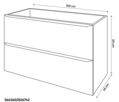 Meuble sous vasque suspendu l.100 x H.60 x P.45 cm, effet chêne, GoodHome Imandra