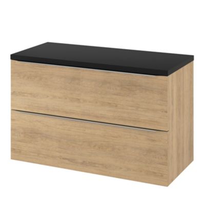 Meuble sous vasque suspendu l.100 x H.60 x P.45 cm, effet chêne, GoodHome Imandra