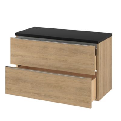Meuble sous vasque suspendu l.100 x H.60 x P.45 cm, effet chêne, GoodHome Imandra