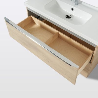Meuble sous vasque suspendu l.100 x H.60 x P.45 cm, effet chêne, GoodHome Imandra