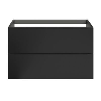 Meuble sous vasque suspendu l.100 x H.60 x P.45 cm, noir mat, GoodHome Imandra