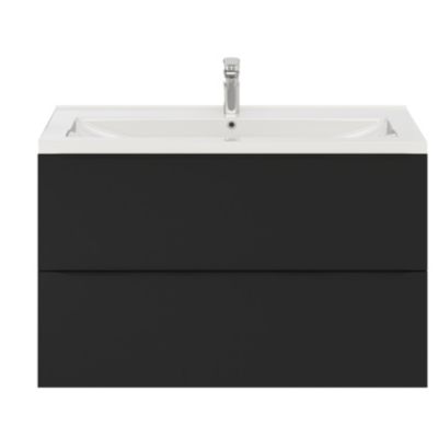 Meuble sous vasque suspendu l.100 x H.60 x P.45 cm, noir mat, GoodHome Imandra